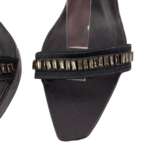 HERVE LEGER Black Rhinestone Studded Platform Stiletto Sandals Size 38.5 - Picture 3 of 11